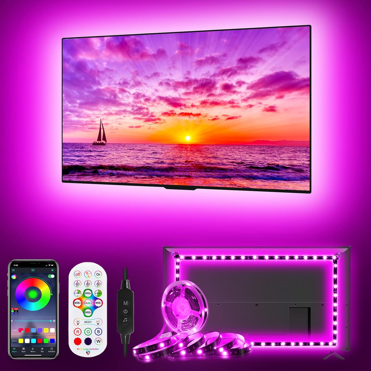 TV Led Lights, 16.4Ft Led Lights for TV 55-70 Inch, Led TV Backlight TV Lights T